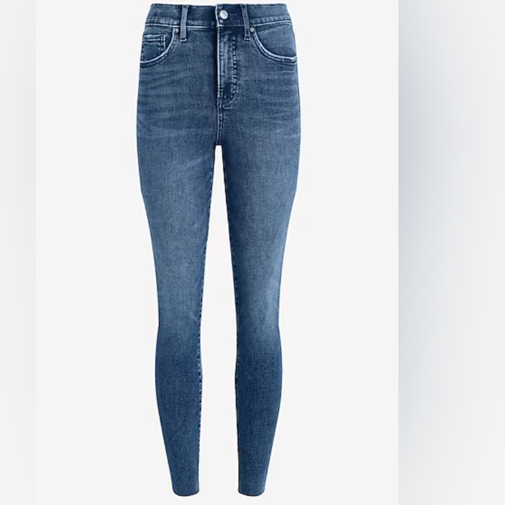 High Waisted Dark Wash Skinny Jeans express 14 long